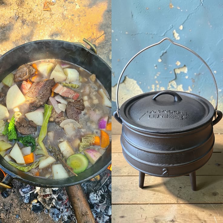 Cuisine au chaudron au feu de bois